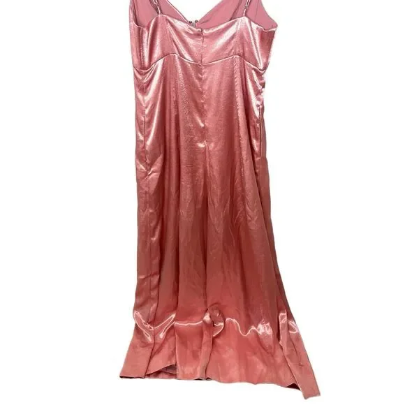 Free People Abbie Jumpsuit Pink Satin Wide leg Cutout Size 2 NWT $250